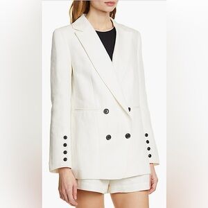 FRAME Double breasted Linen & Cotton Boyfriend Blazer - Size S/4